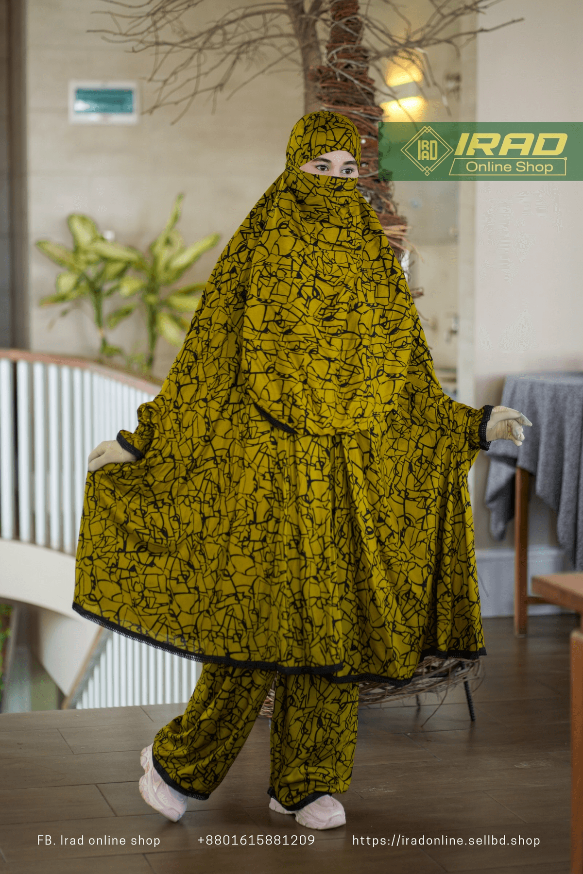 Premium Khimar Plazo Set With Adjustable Niqab – Soft Linen Islamic Prayer Dress