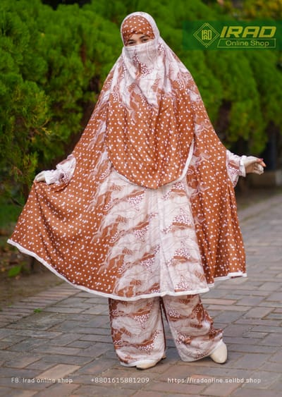 Premium Khimar Plazo Set With Adjustable Niqab – Soft Linen Islamic Prayer Dress_img_0