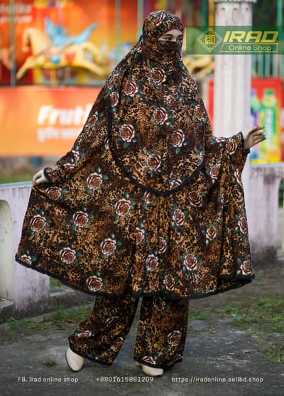 Premium Khimar Plazo Set With Adjustable Niqab – Soft Linen Islamic Prayer Dress_img_1