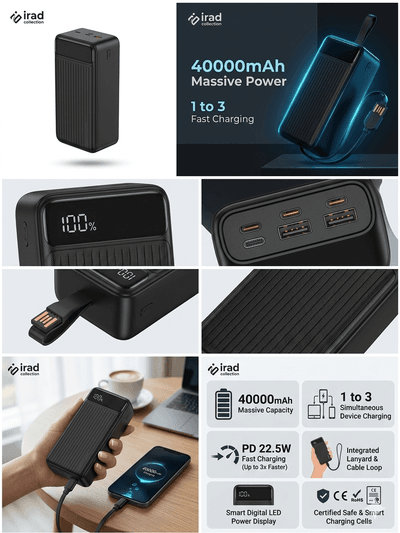 RECRSI 40000mAh Massive Power Bank - 22.5W Ultra Fast Charging with Digital Display_img_3