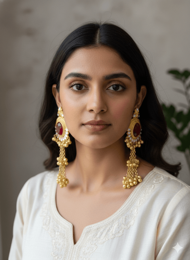 Kasmiri Royal Stone Jhumka – Irad Collection_img_1