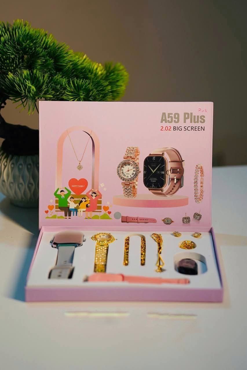 A58 Plus Smartwatch Combo Set – Ladies Premium Gift Box (2.02” Big Screen)