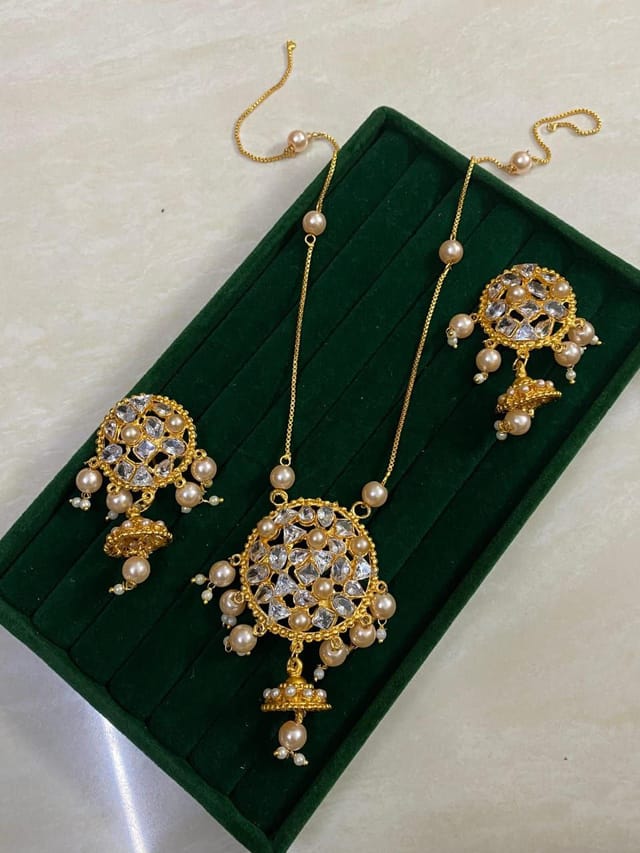 মাল্টি স্টোন পার্ল ঝুমকা নেকলেস সেট_img_0