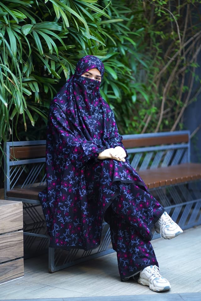 Premium Khimar Plazo Set With Adjustable Niqab_img_2