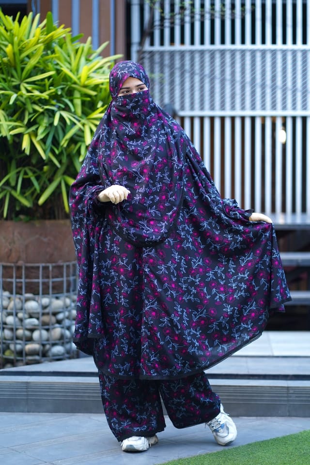 Premium Khimar Plazo Set With Adjustable Niqab_img_1