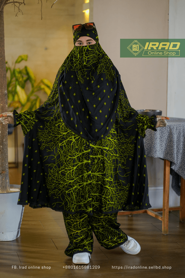 Premium Khimar Plazo Set With Adjustable Niqab – Soft Linen Islamic Prayer Dress_img_0