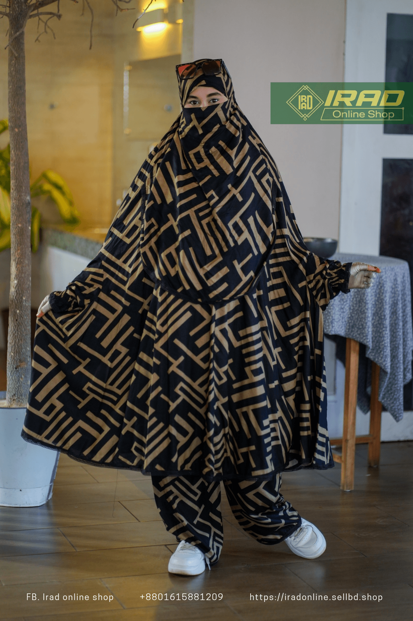 Premium Khimar Plazo Set With Adjustable Niqab – Soft Linen Islamic Prayer Dress