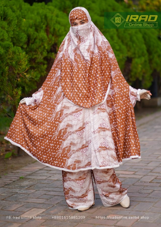 Premium Khimar Plazo Set With Adjustable Niqab – Soft Linen Islamic Prayer Dress_img_0