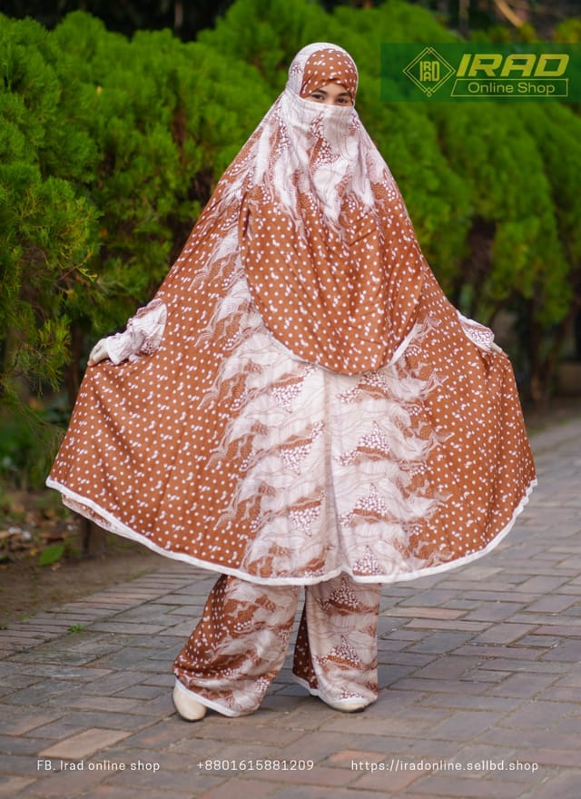 Premium Khimar Plazo Set With Adjustable Niqab – Soft Linen Islamic Prayer Dress_img_1