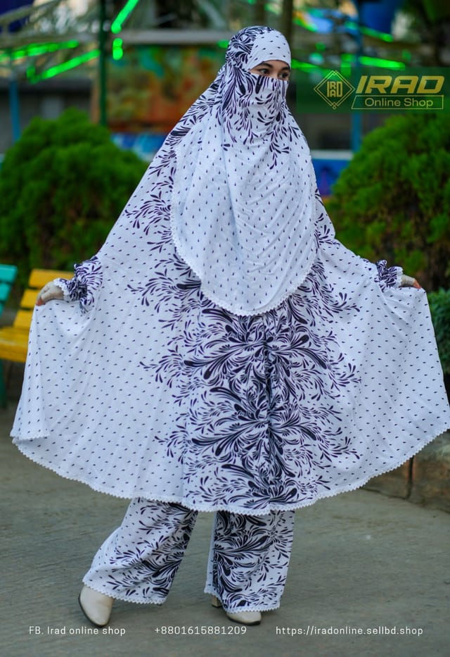 Premium Khimar Plazo Set With Adjustable Niqab – Soft Linen Islamic Prayer Dress_img_0