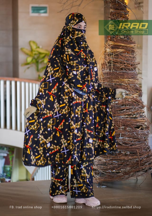 Premium Khimar Plazo Set With Adjustable Niqab – Soft Linen Islamic Prayer Dress_img_0