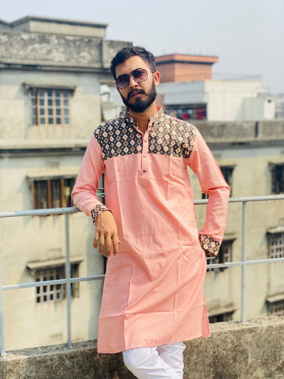 contest Punjabi with snap button and cotton fabric