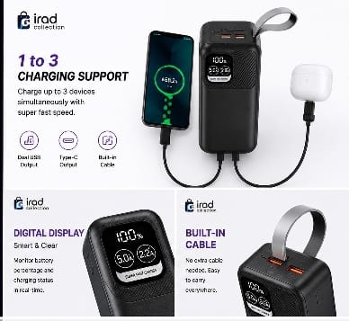 30000mAh Super Fast Charging Power Bank (1 to 3 Device Support) – irad collection_img_3