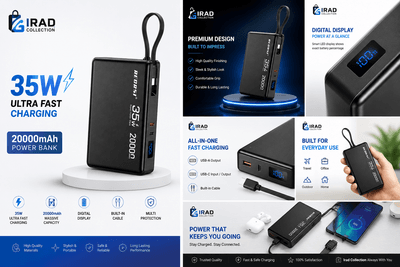 20000mAh 35W Ultra Fast Charging Power Bank (Digital Display) – irad collection_img_4